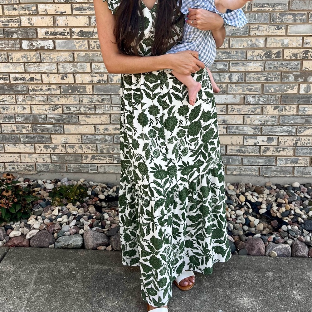 41 Hawthorn Green and White Patterned Dress